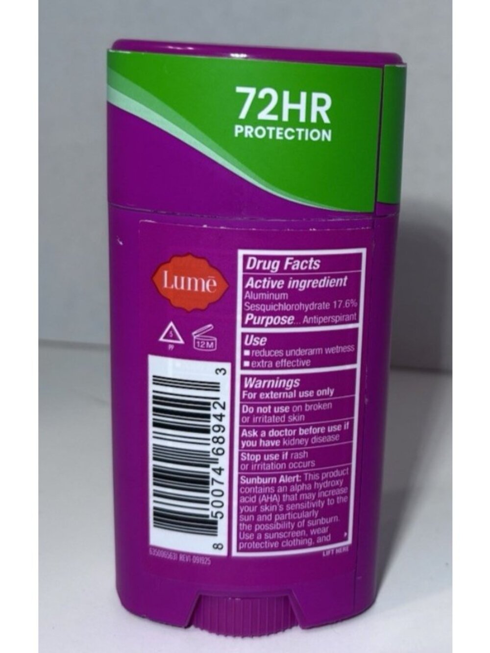 Lume Fresh Spring Whole Body Solid Stick Deodorant + Sweat Control 2.6oz 2027 - Picture 2 of 3